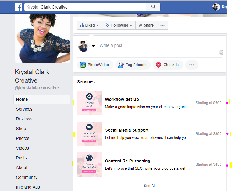 List your services on your Facebook business pa